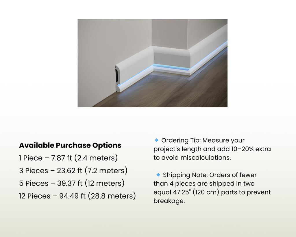LED Lighted Baseboard Trim – Decorative Wall & Floor Accent