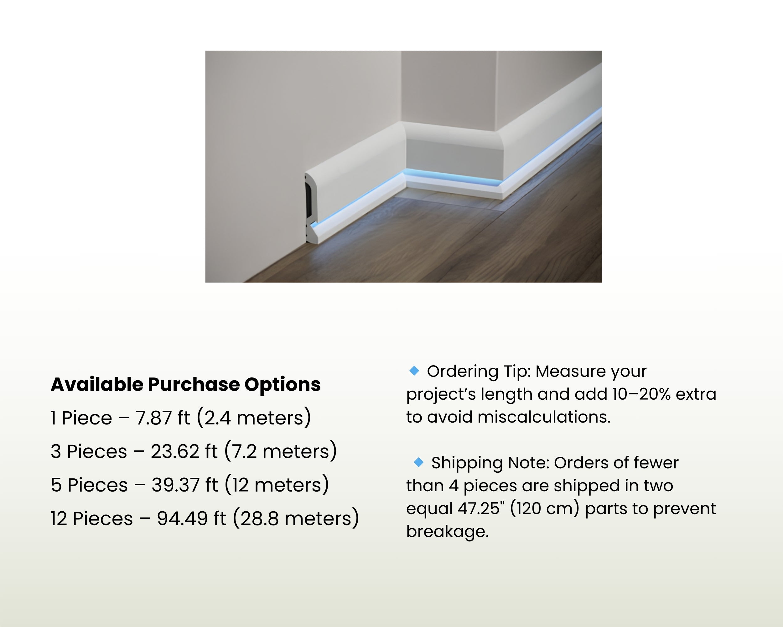 LED Lighted Baseboard Trim – Decorative Wall & Floor Accent