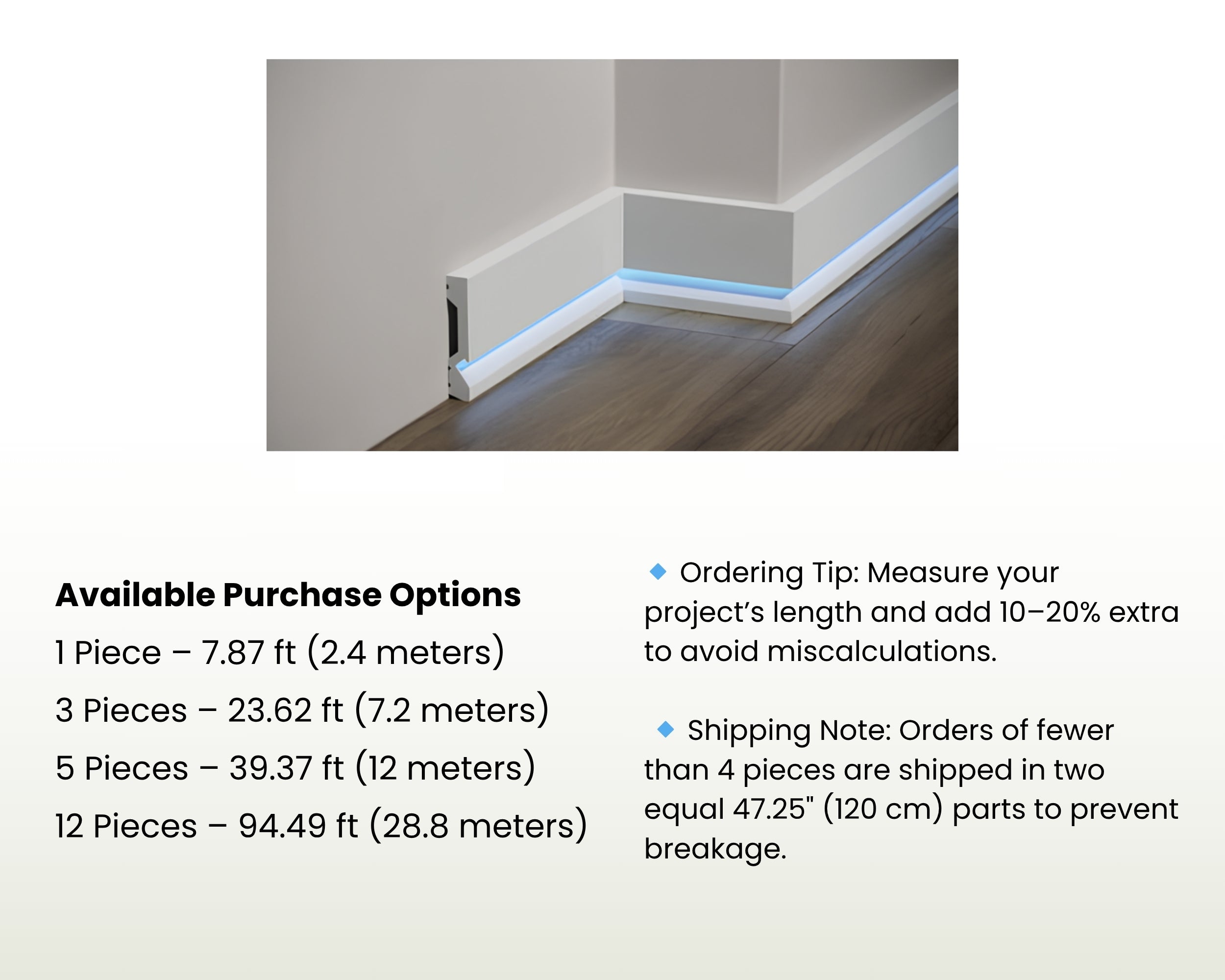 LED Baseboard – Modern Lighted Wall Trim Molding