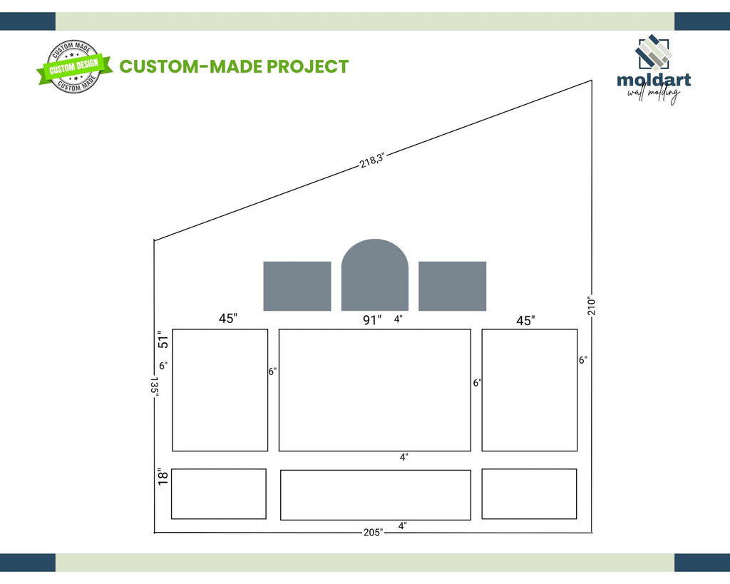 Custom Wall Molding for Yang Zhang, 6cm-4cm-3cm Wall Trim and Chair Rail