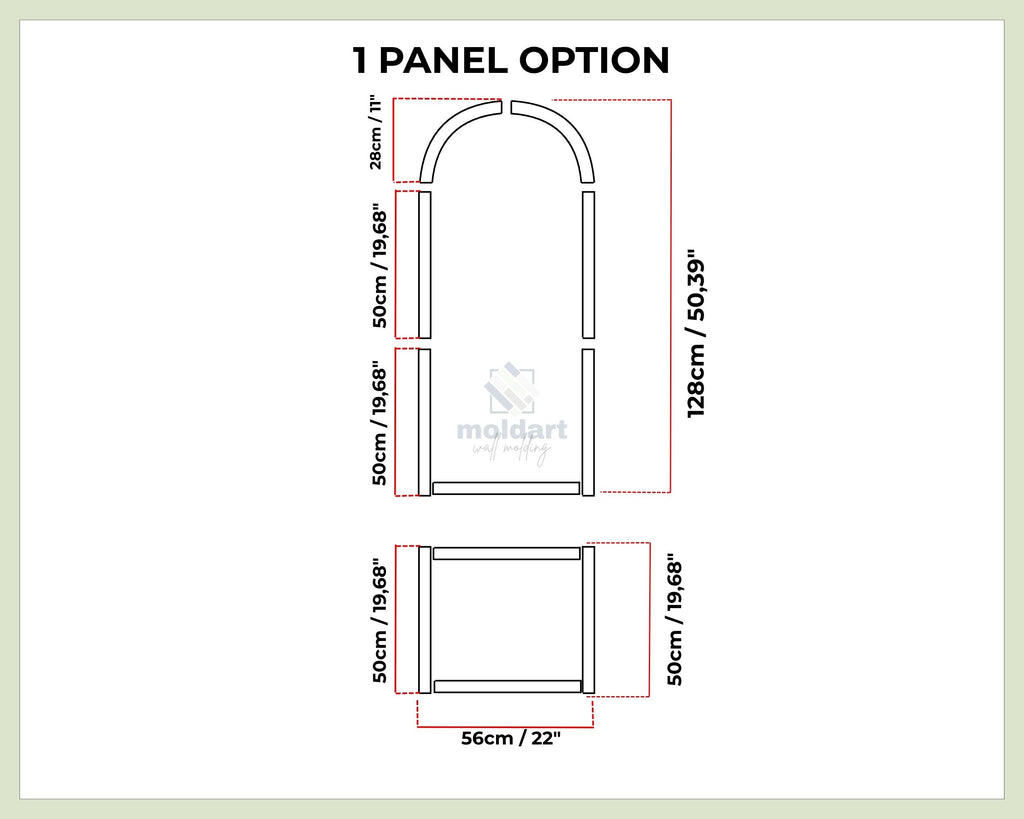 Dimensions of an MDF wall trim design 