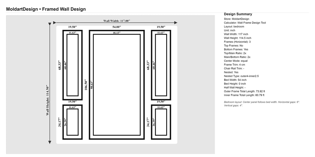 Custom-made Wall Molding Design: 4cm and 2,5cm Wall Molding for Bedroom Design
