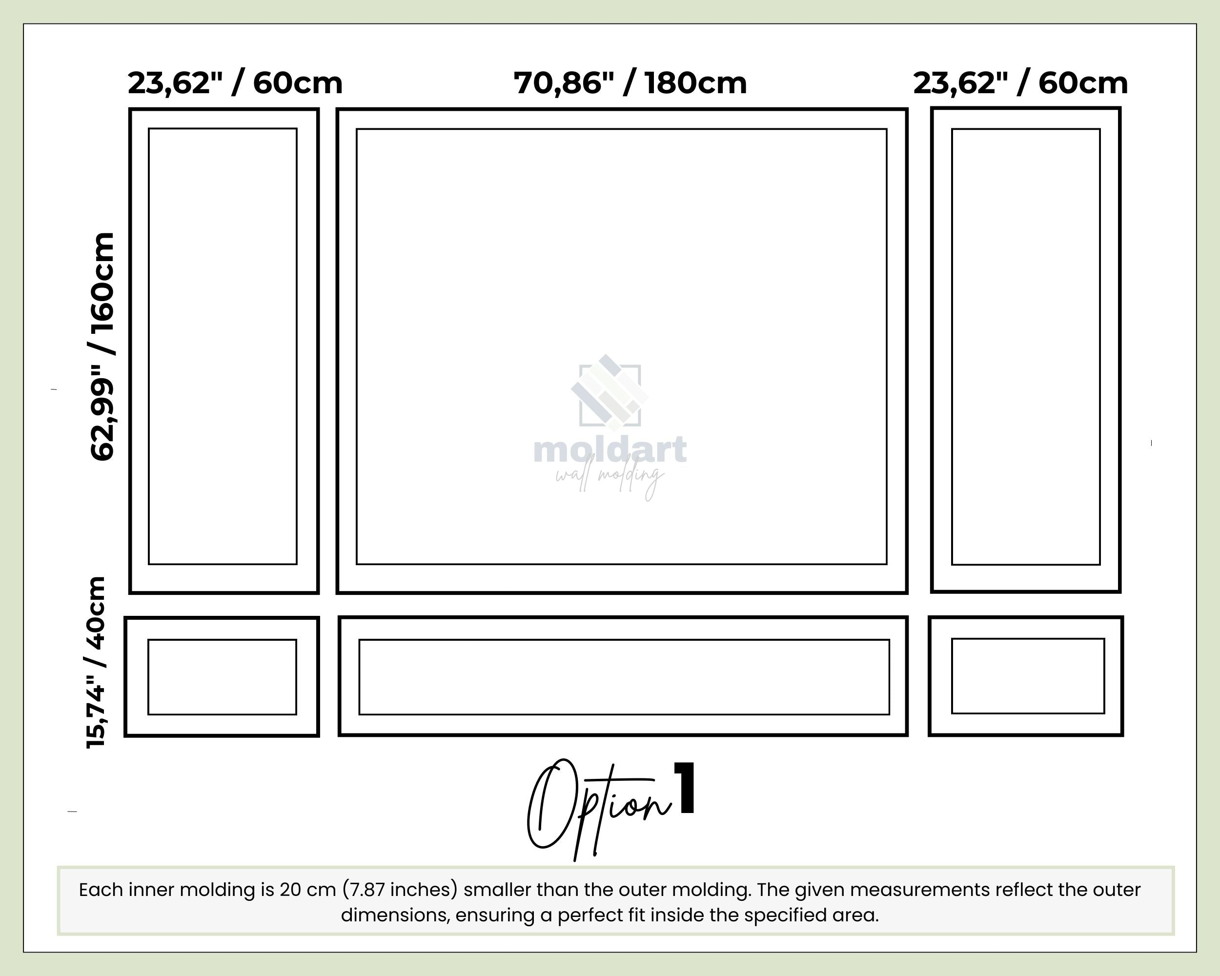 Nested Frame Wall Molding Kit, Pre-Cut Wall Panel