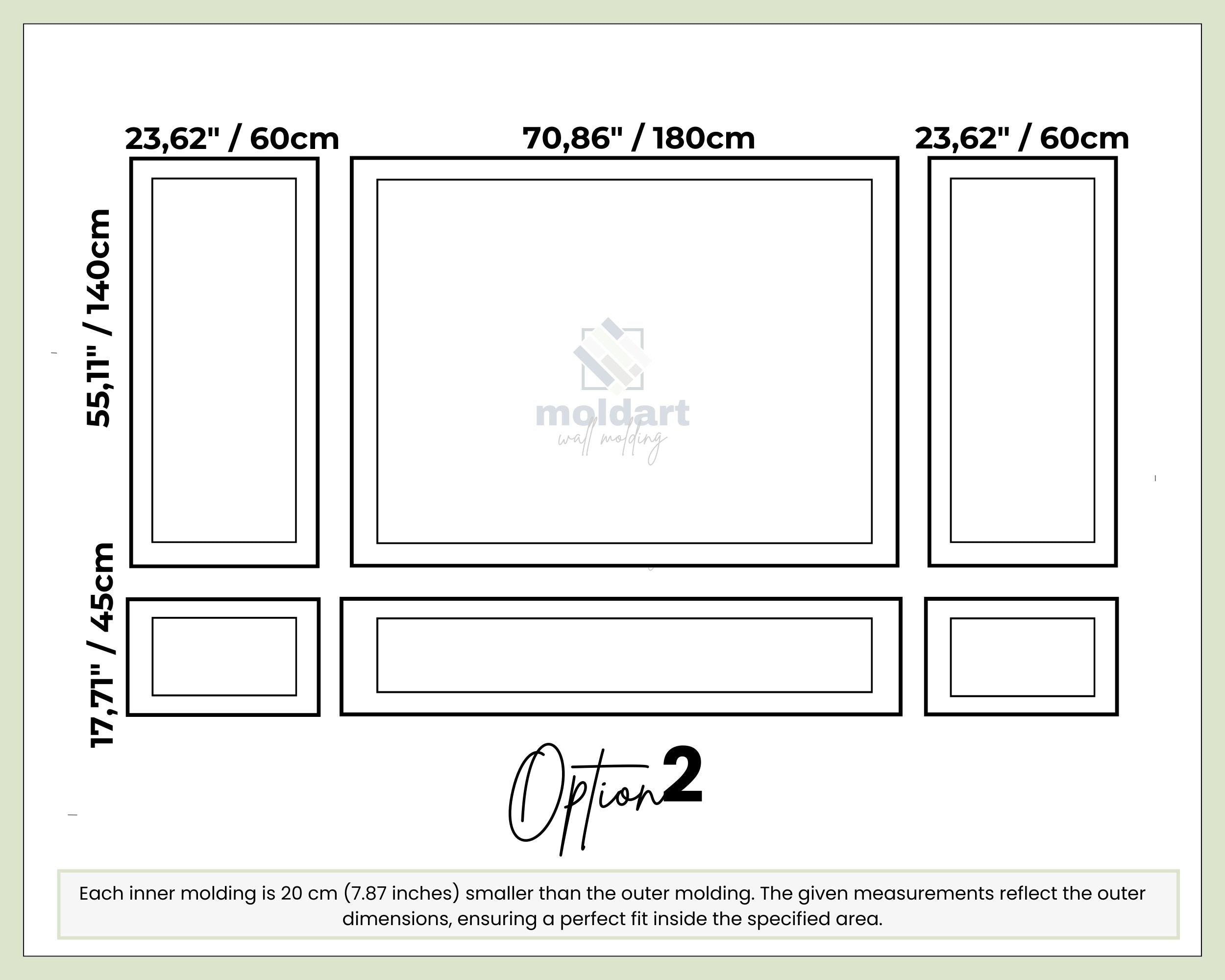 Nested Frame Wall Molding Kit, Pre-Cut Wall Panel