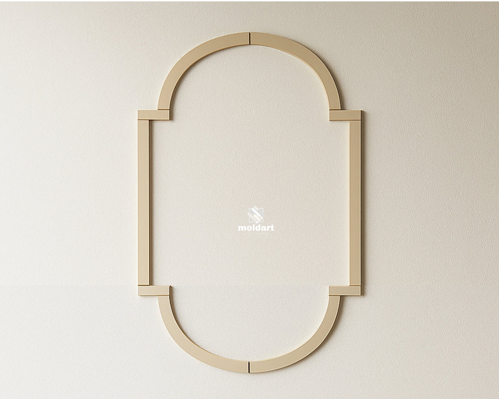 MDF wall molding kit layout showing trim pieces positioned on wall before installation