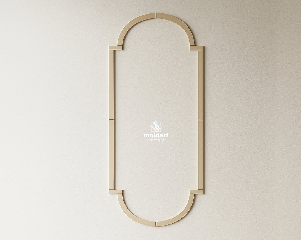 MDF wall molding kit layout showing trim pieces positioned on wall before installation