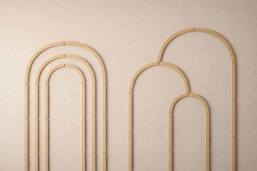 Decorative arches on a beige wall