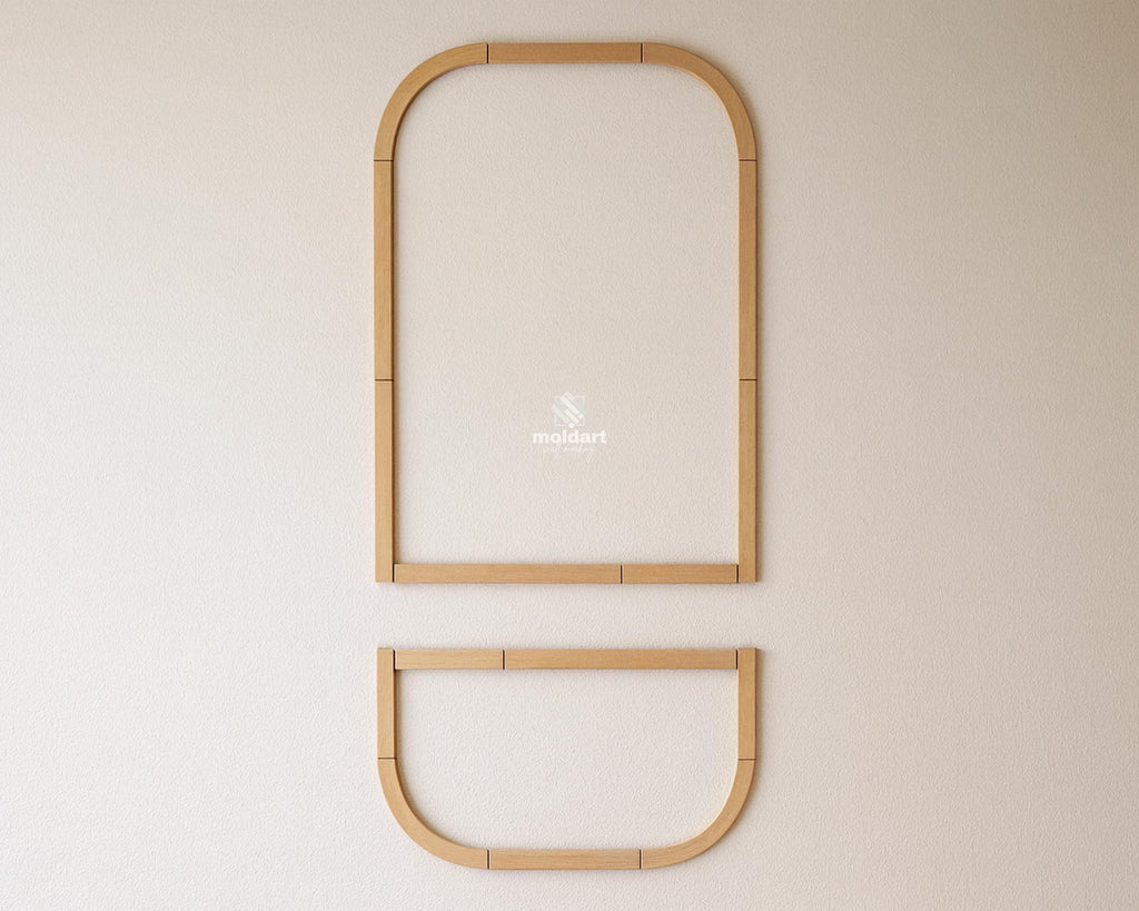 MDF wall trim design on a beige background