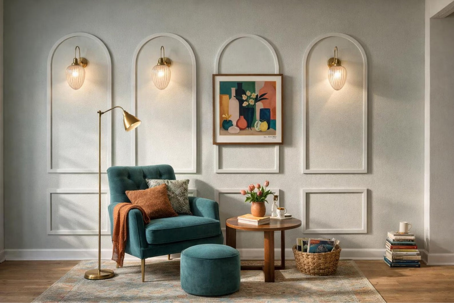 pre-cut MDF arch wall molding pieces for DIY wall panel installation