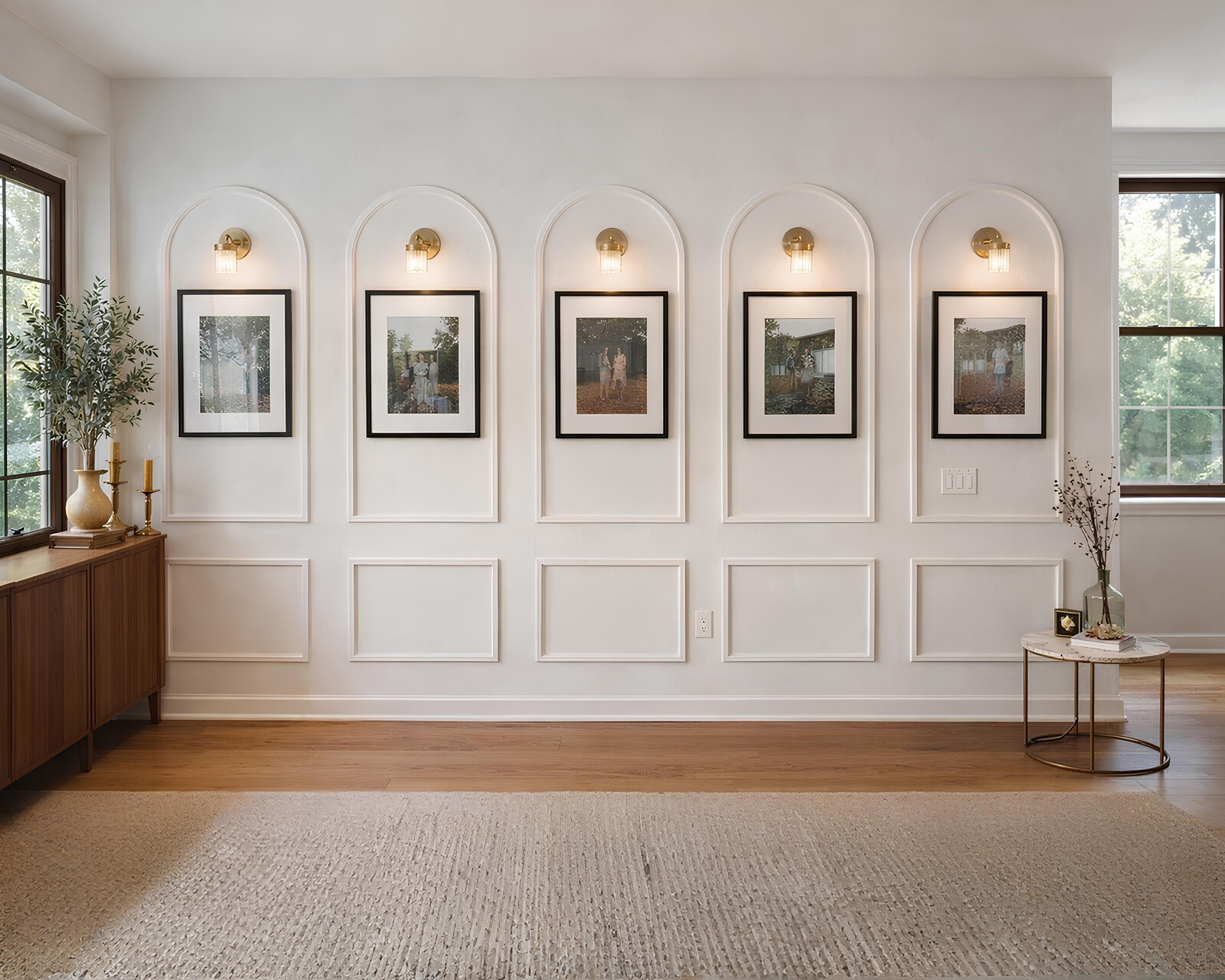 pre-cut MDF arch wall molding pieces for DIY wall panel installation