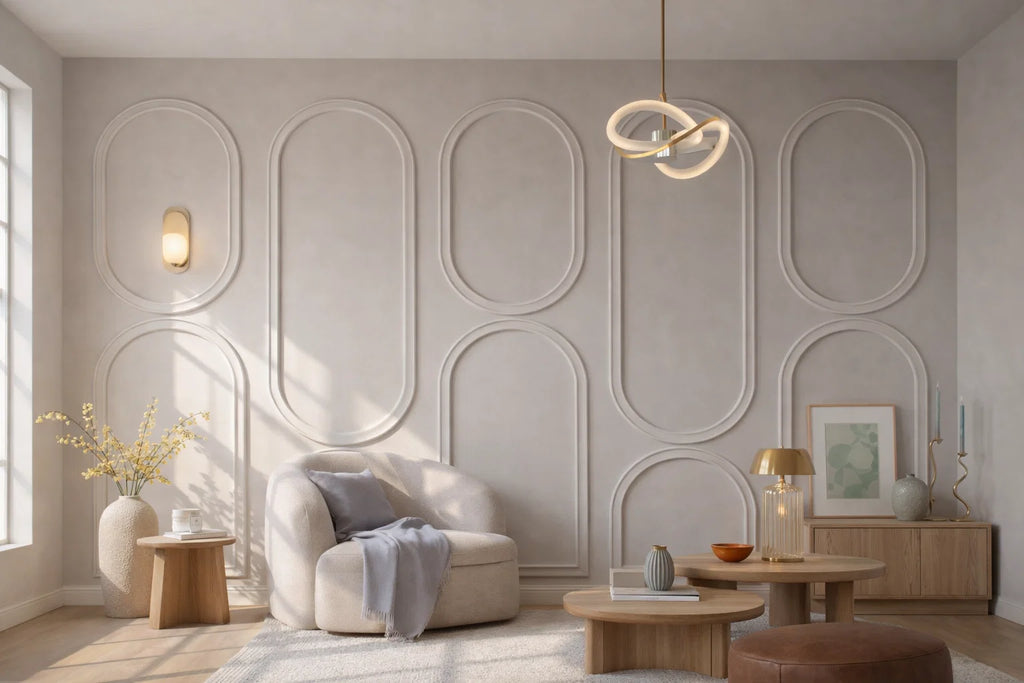 arched mdf wall molding design  for modern living room