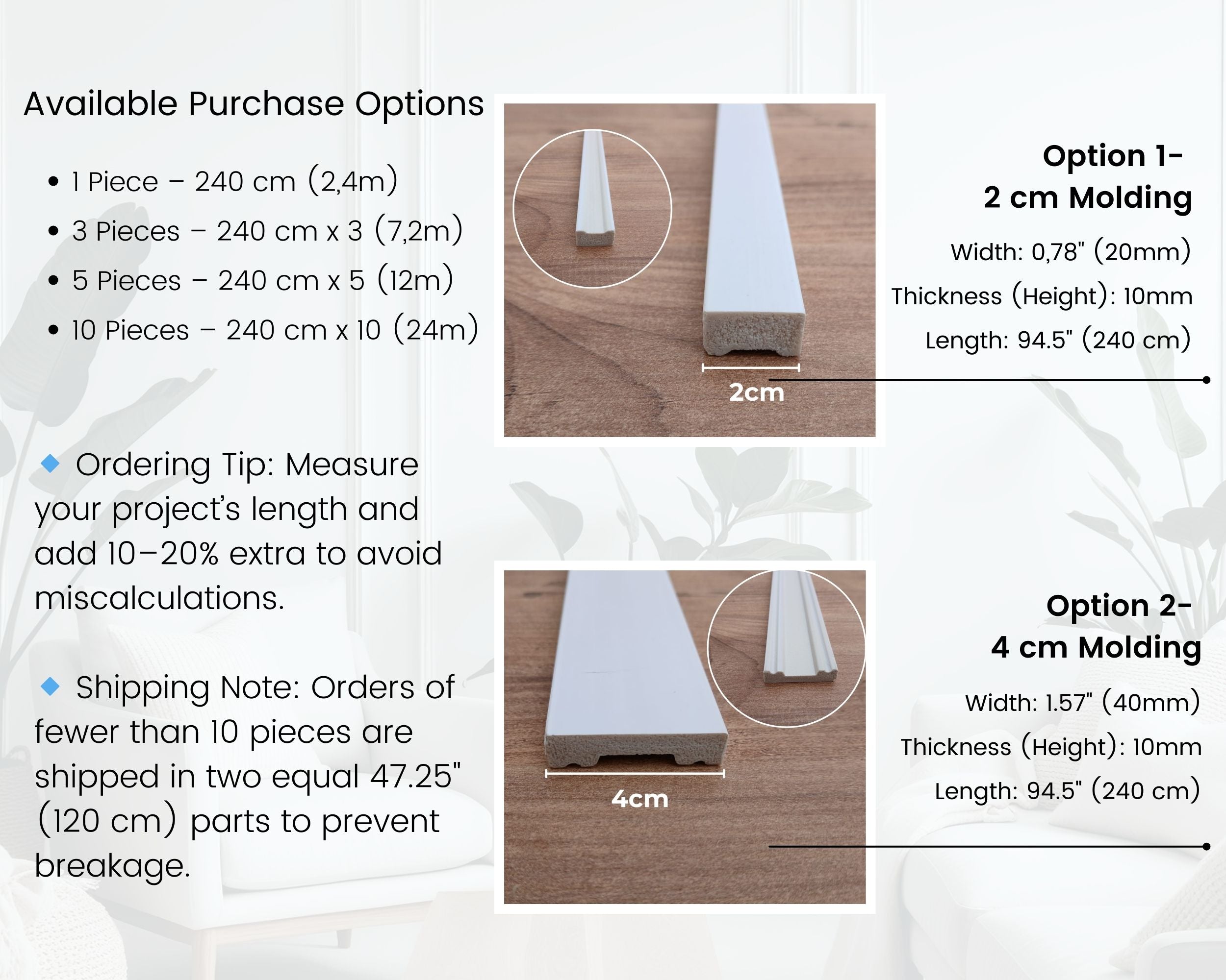 Flat Wall Molding- Straight Wall Trim Kit