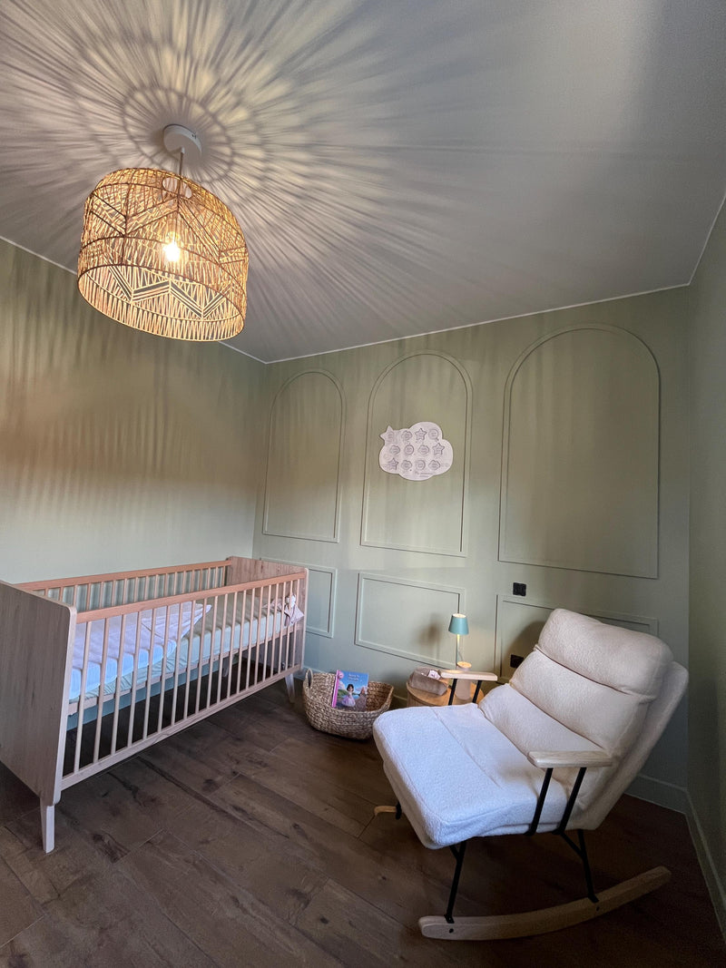 real customer installed arched wall molding kit, creating a modern accent wall panel design
