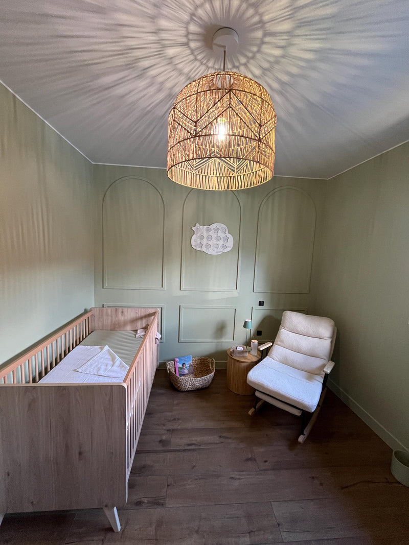 real customer installed  arched wall molding kit creating modern accent wall panel design