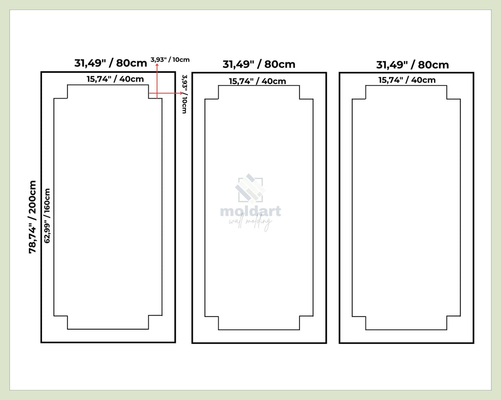 decorative wall molding kit measurements diagram showing panel dimensions for picture frame wall molding accent wall layout