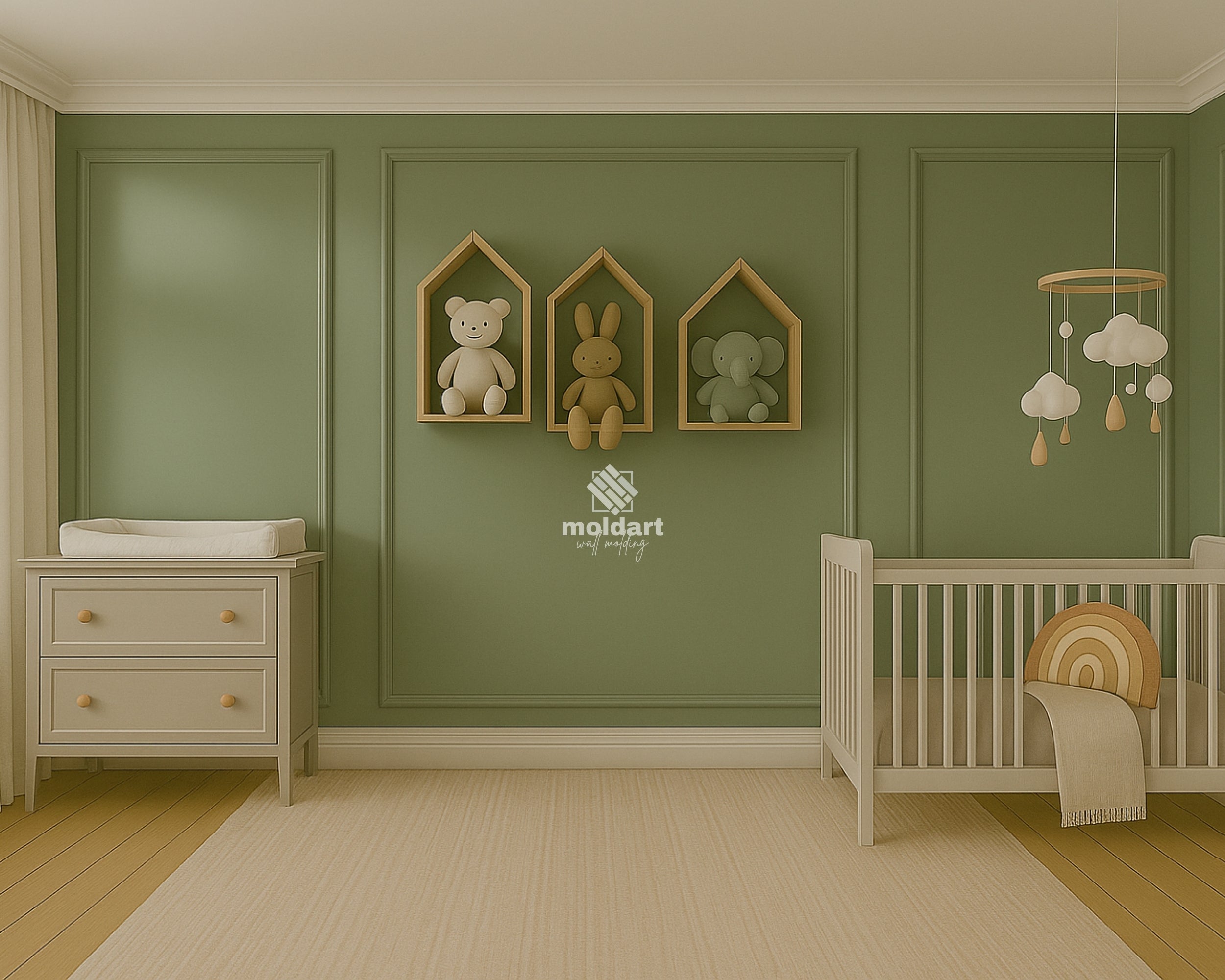 Pre-Cut Wall Molding Frames, 3 Wall Panels