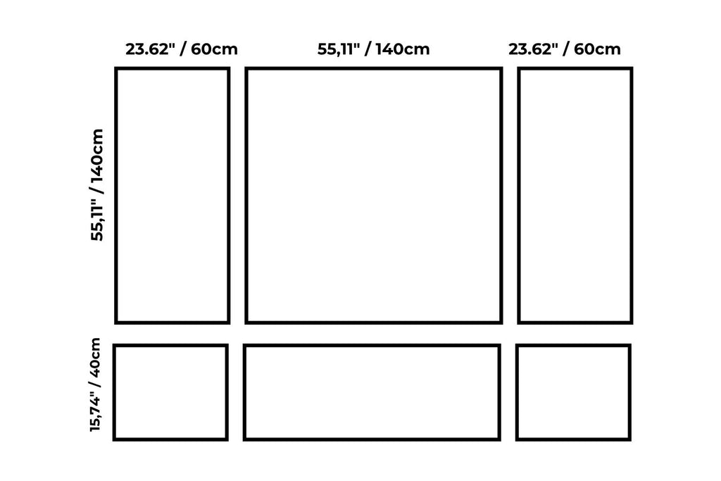 wall molding kit measurements diagram showing trim dimensions for picture frame wall molding accent wall layout-Measurement chart with dimensions in inches and 