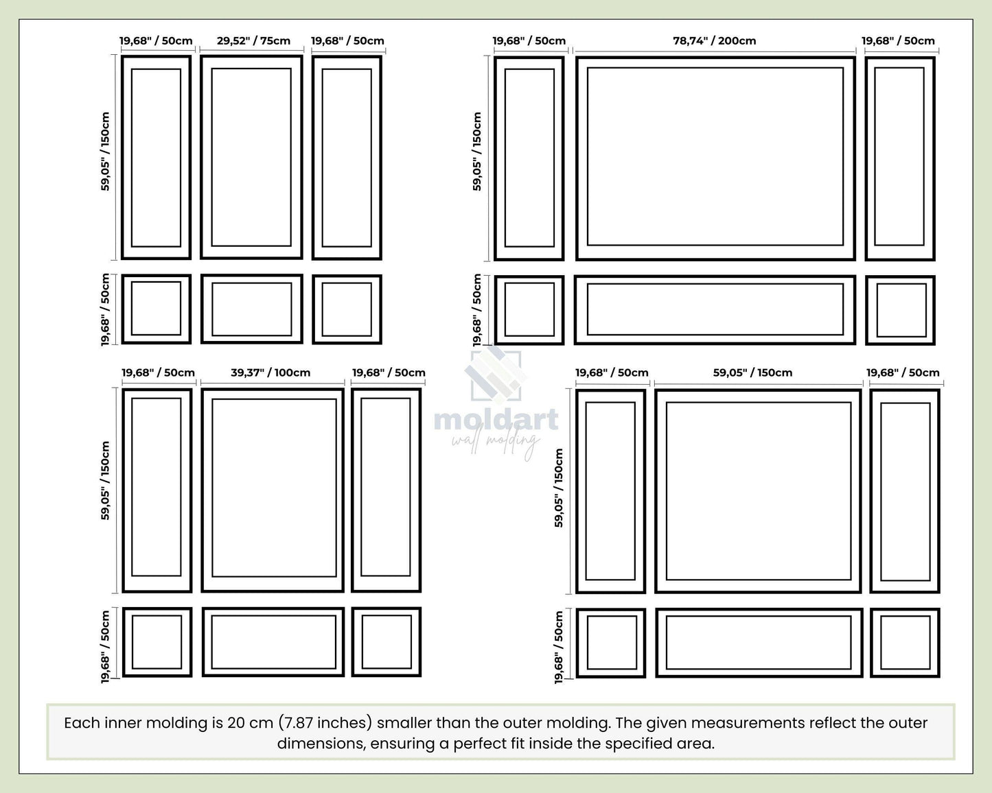 Wall Molding Kit, DIY Wall Molding Trim, Pre-cut Primed Wall Moulding Package, Bespoke Wall Molding For TV, Wainscot Paneling, Accent Wall