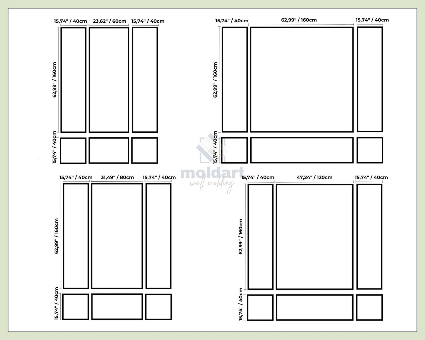 DIY Wall Molding Kit, Pre-cut&Primed Wall Molding Package, Easy-to-Assemble Accent Moulding, Wall Paneling Kit, Bespoke Wainscoting Paneling