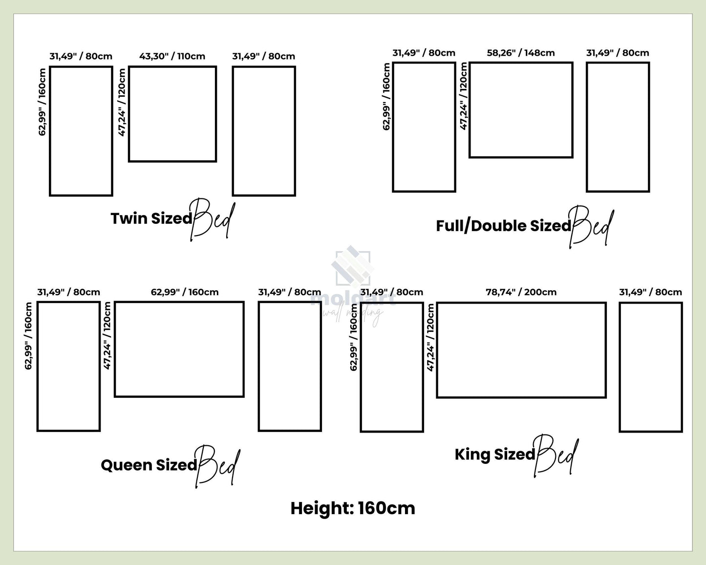 Wall Molding Kit for Bedroom, Wall Moulding Panel for Twin Full/Double Queen King Sizes Bed, DIY Wall Molding Set, Precut Primed Wall Trim