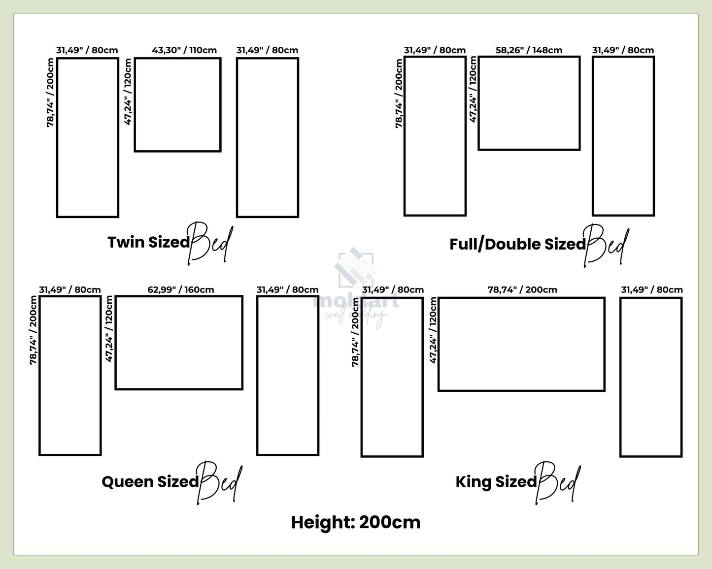 Wall Molding Kit for Bedroom, Wall Moulding Panel for Twin Full/Double Queen King Sizes Bed, DIY Wall Molding Set, Precut Primed Wall Trim