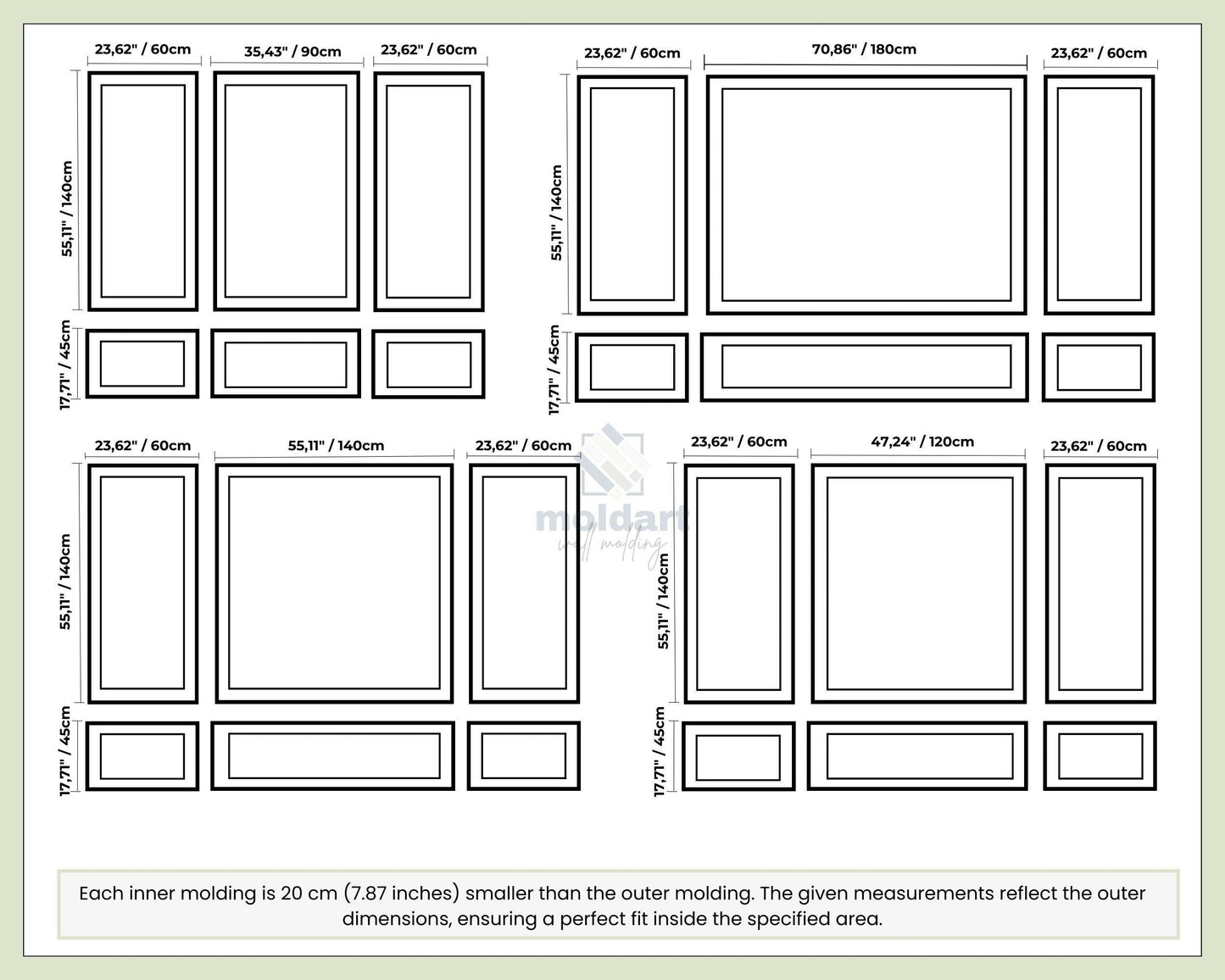 Wall Molding Kit, DIY Wall Molding Trim, Pre-cut Primed Wall Moulding Package, Bespoke Wall Molding For TV, Wainscot Paneling, Accent Wall