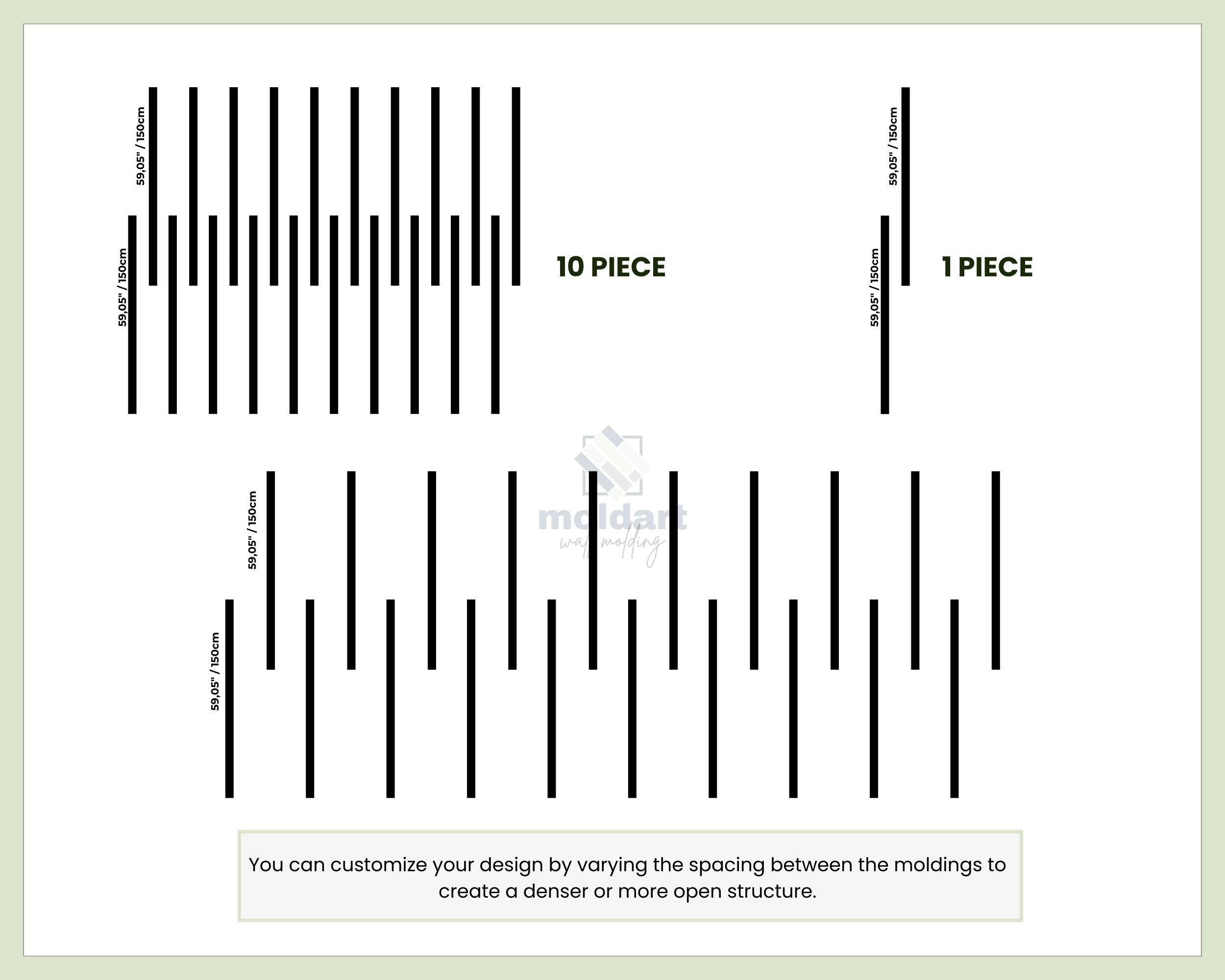 Wall Molding Kit, Flat Wall Trim, Pre-cut Primed Wall Moulding Package, Easy-to-Install Wall Molding, DIY Wainscoting Kit, Accent Wall Panel