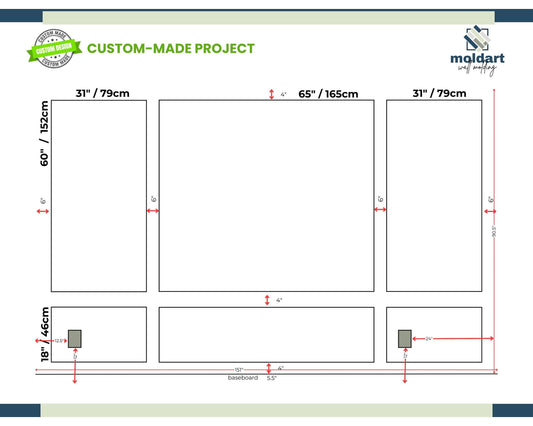 Custom Made Project for jdbrock90- DIY Wall Molding Project- 2,5 Wall Molding