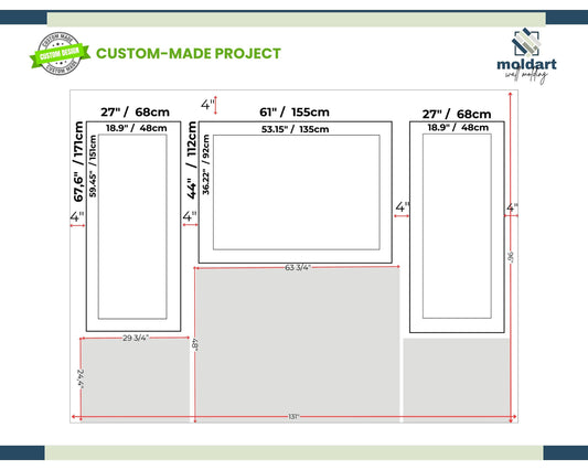 Custom Made Project for Valerie Campbell- DIY Wall Molding Project- 4cm-2.5cm Wall Molding- Peel and Stick Wall Molding