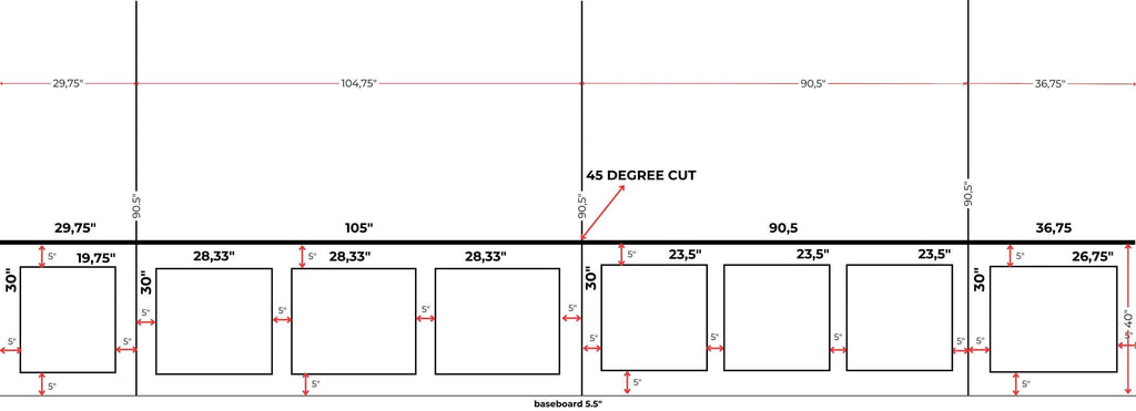 Custom Made Project for Tracybroce- DIY Wall Molding Project- 4 and 2,5 Wall Molding