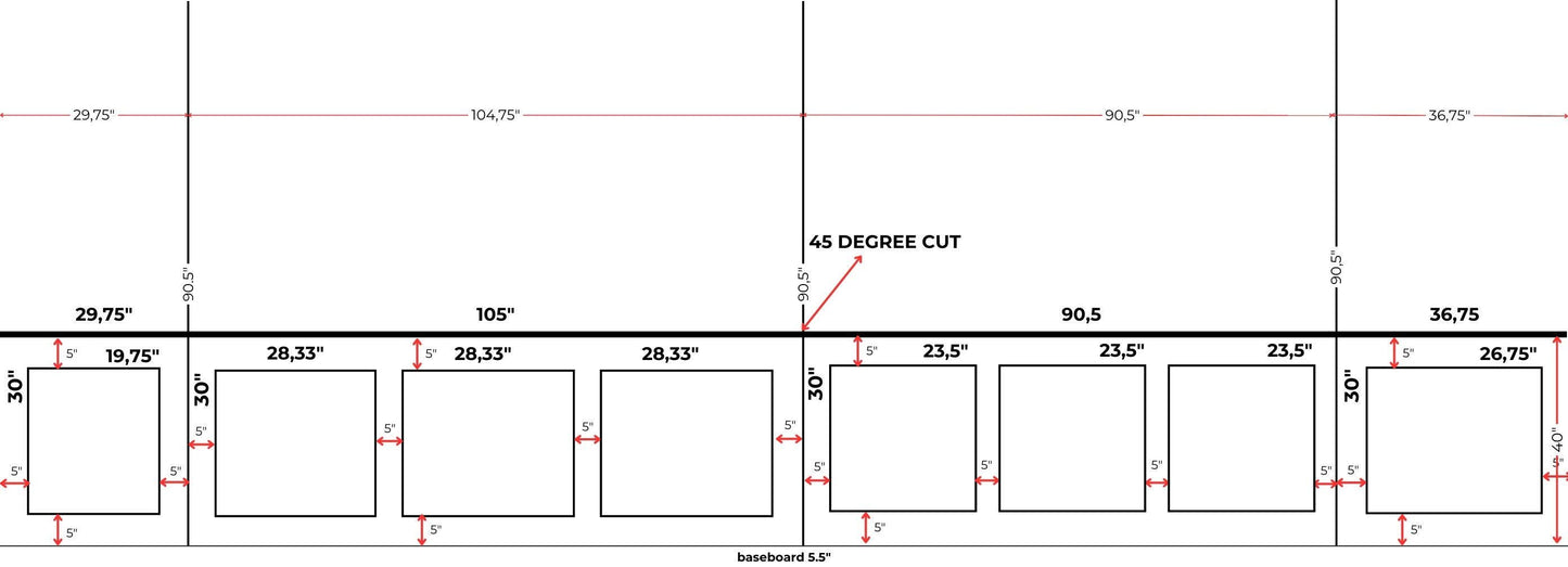 Custom Made Project for Tracybroce- DIY Wall Molding Project- 4 and 2,5 Wall Molding