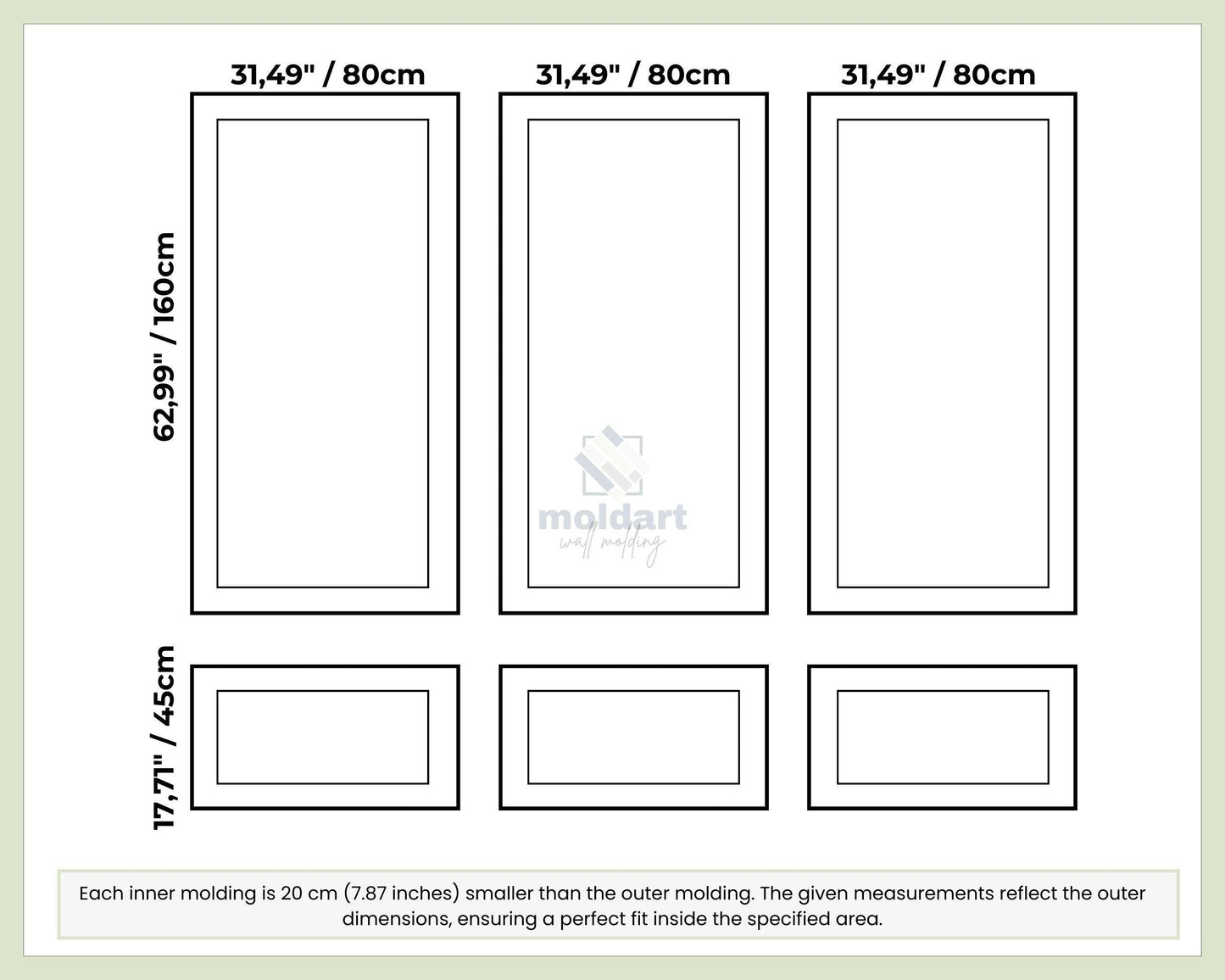 DIY Wall Molding Set, Nested Frames Wall Molding Kit, Pre-cut Primed Wall Moulding Package, Easy to Install Wall Paneling, Accent Wall Ideas