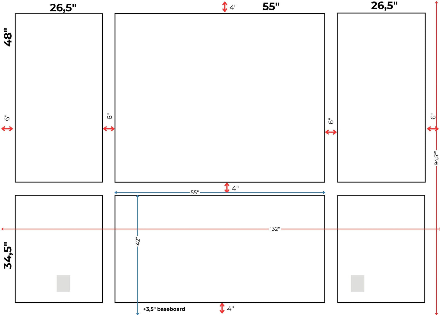 Custom Made Project for Anita- DIY Wall Molding Project- 4cm Wall Molding- Peel and Stick Wall Molding