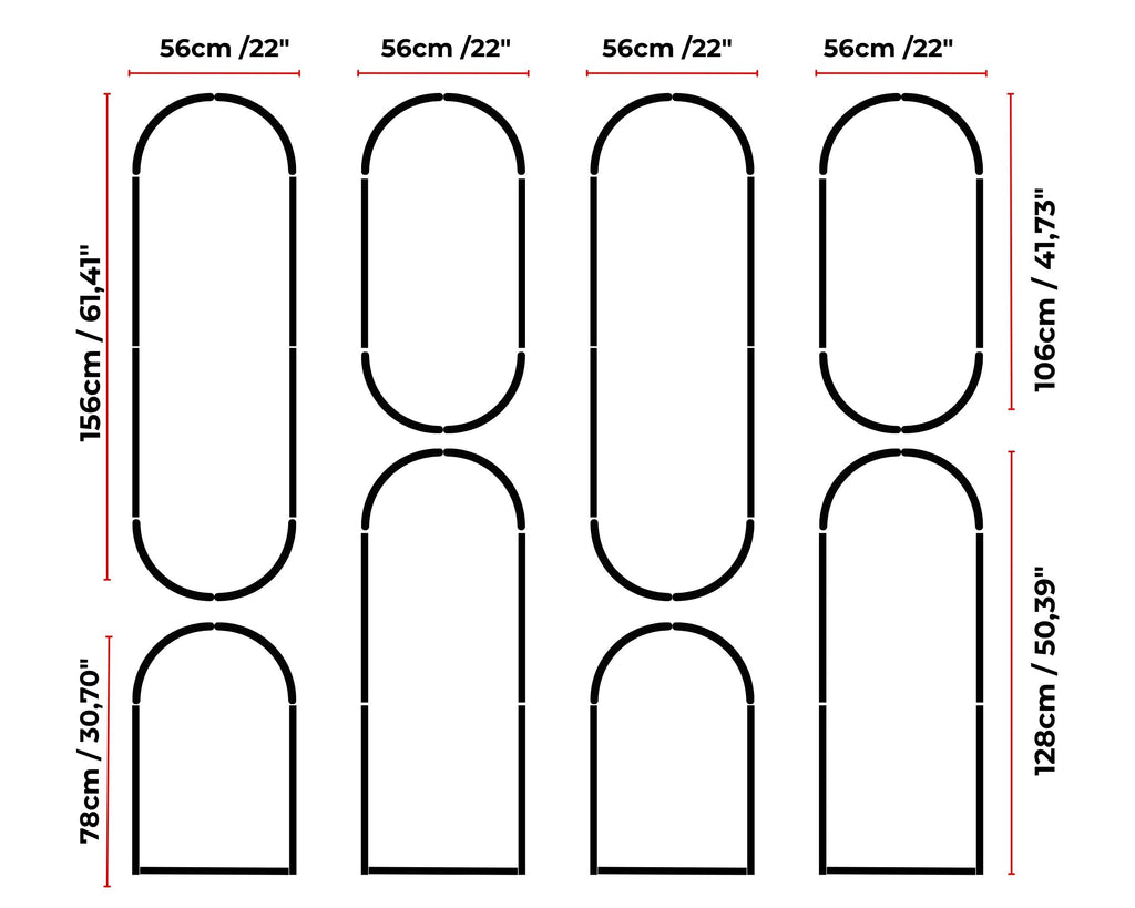 Arched wall molding dimensions with MDF panel measurements for DIY wall trim installation and modern wall design