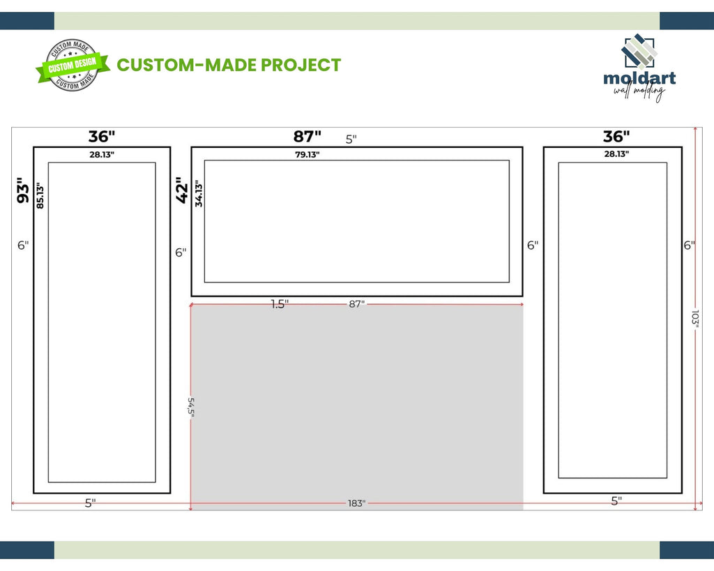 Custom Wall Molding for Maggie Hayford, 4cm and 2.5cm Peel and Stick Wall Trim