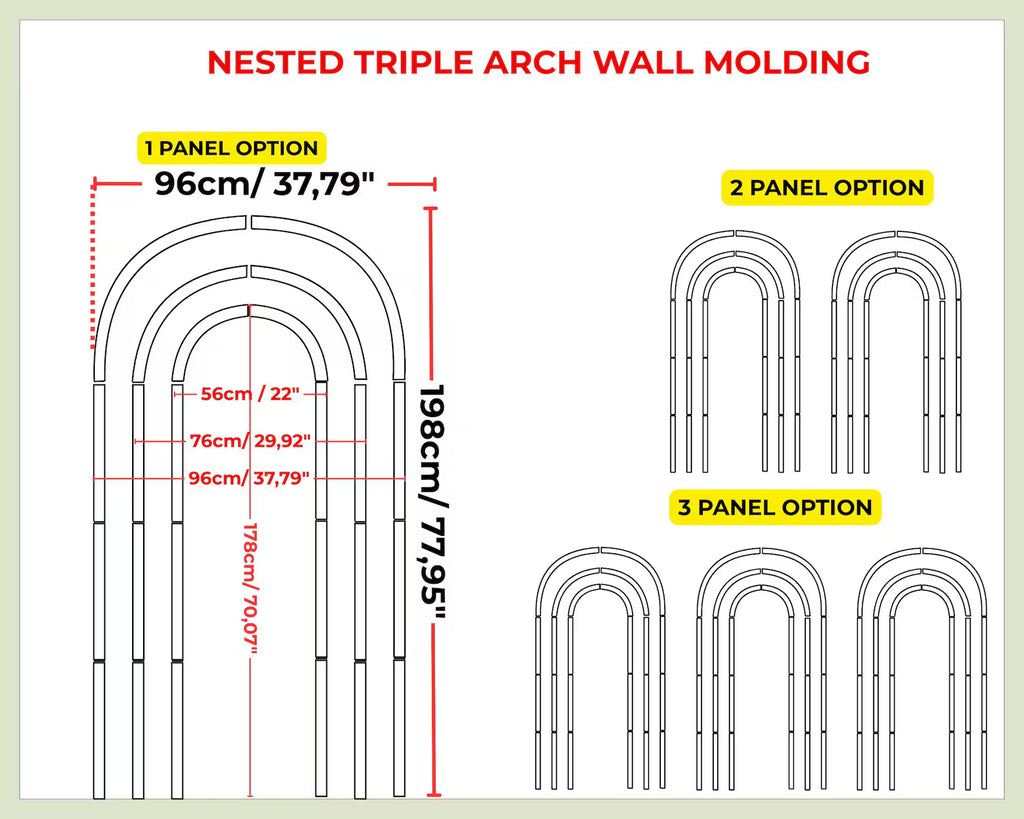 Custom Wall Molding Arch Design ( 2 Panel Option)– Made to Measure for Your Space