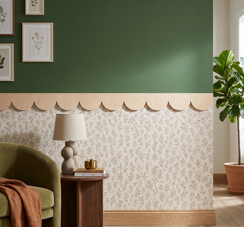 MDF Wall Molding, Scallop-Wave Panel, Decorative Accent Wall Trim