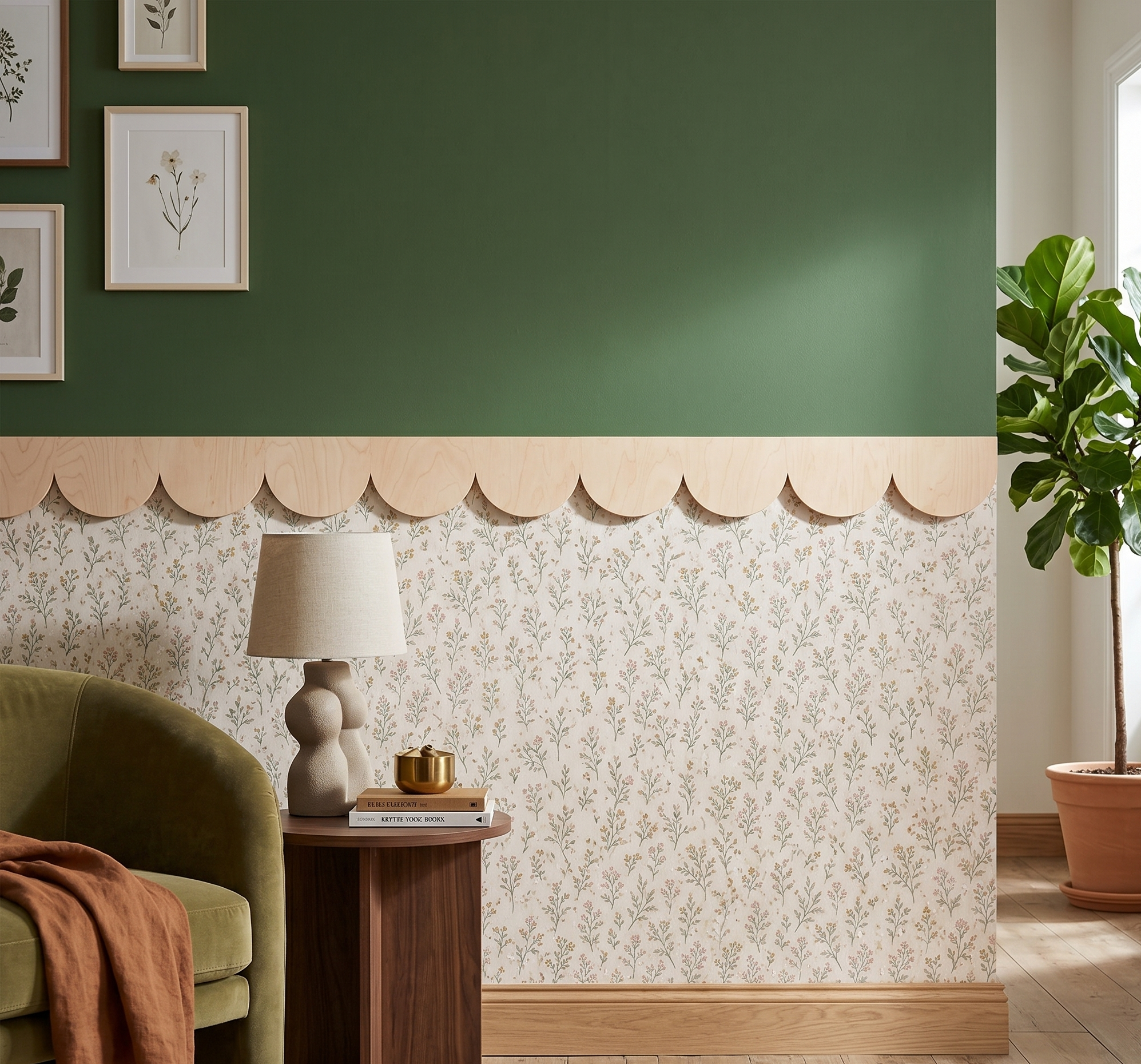 MDF Wall Molding, Scallop-Wave Panel, Decorative Accent Wall Trim