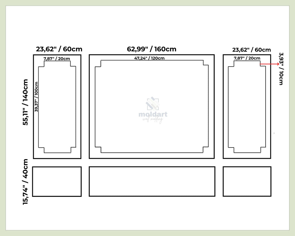 wall-molding-kit measurement chart 