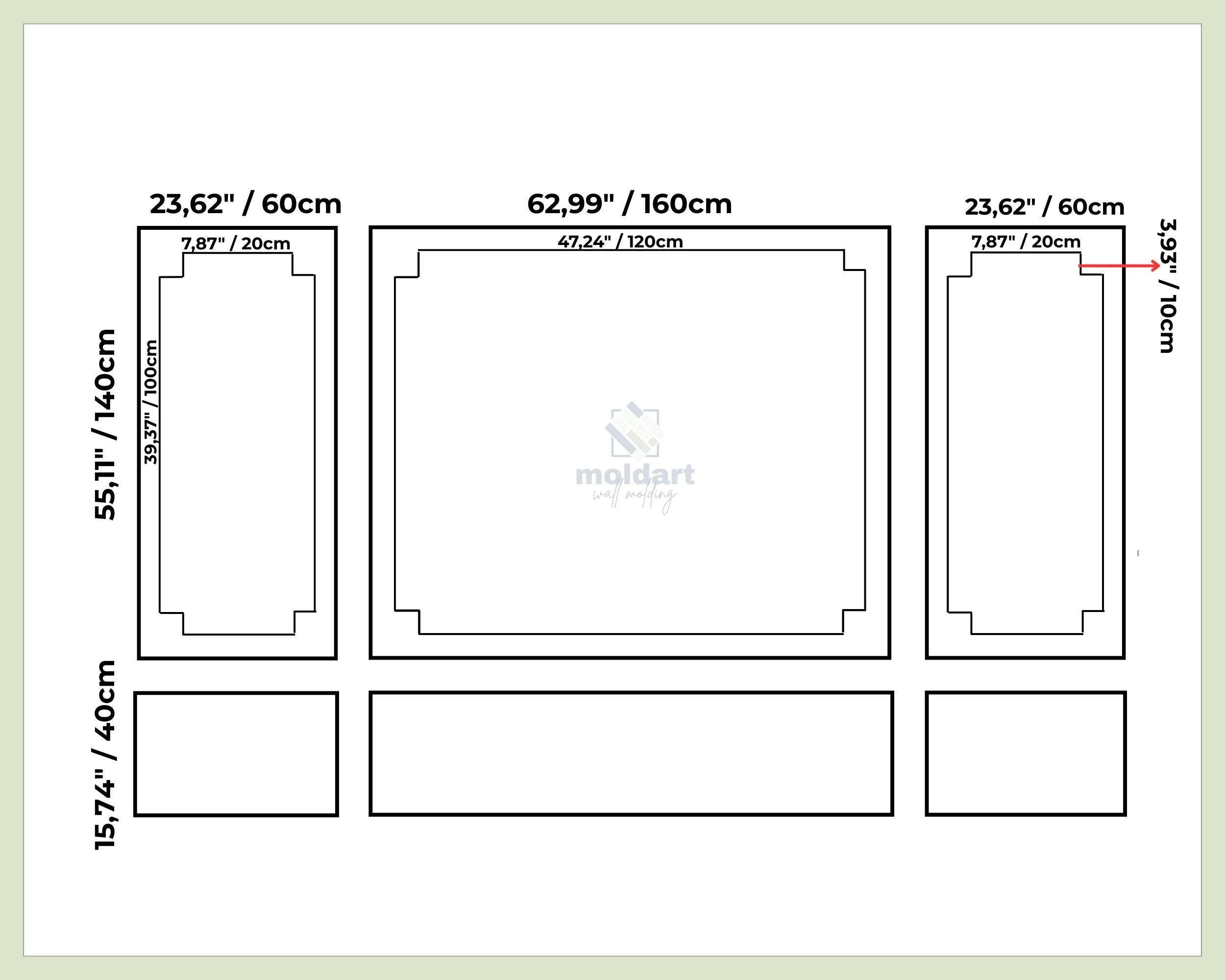 wall-molding-kit measurement chart 